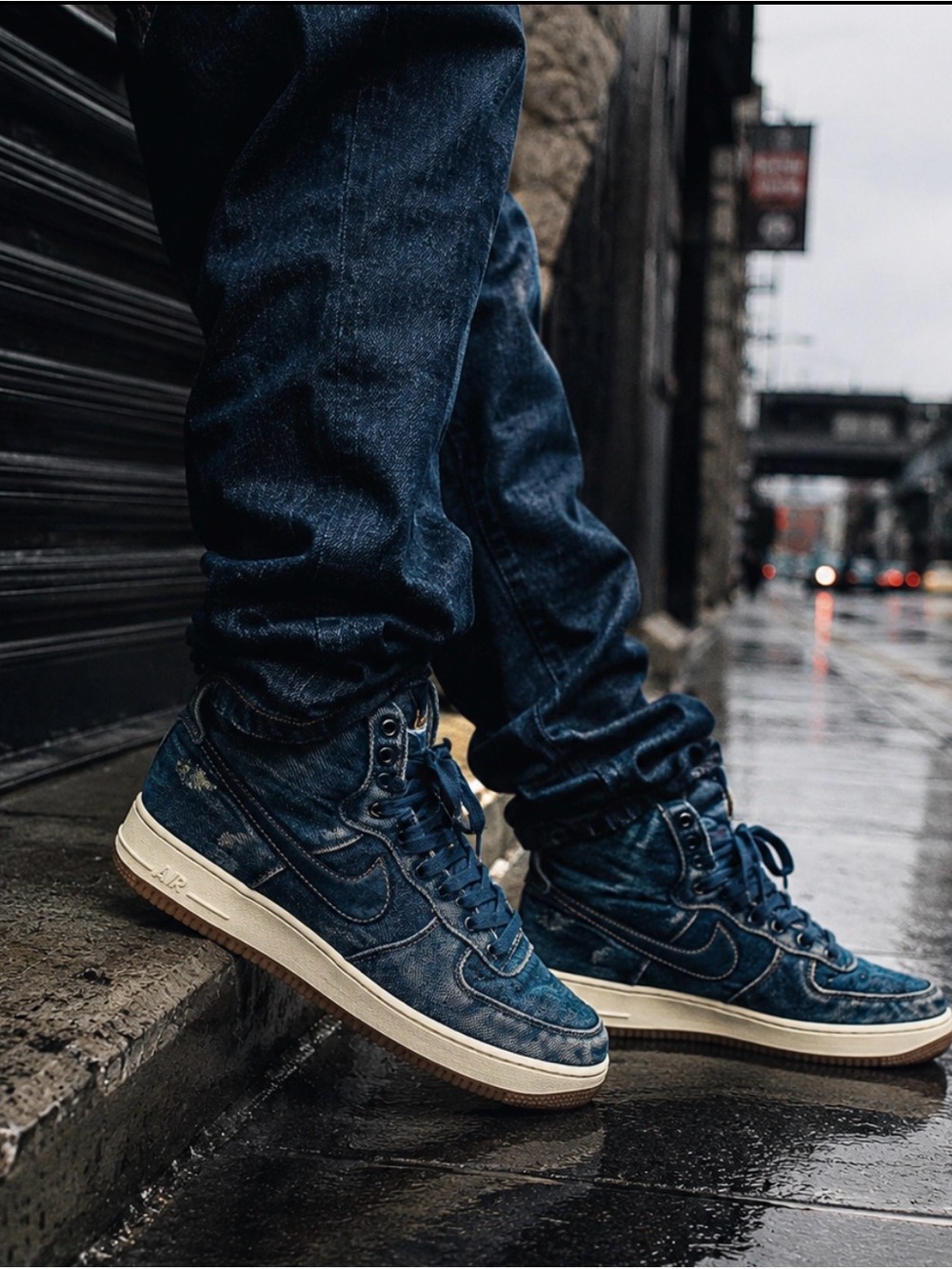 Nike Air Force 1 - jean blue with Cream Sole